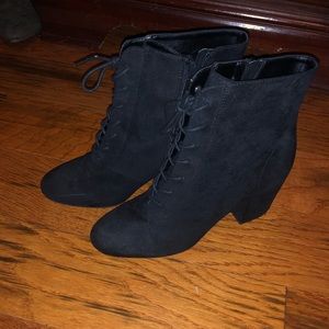 Black suede booties